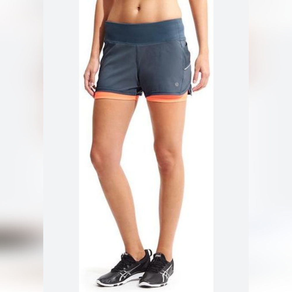 Athleta Gray Athletic Shorts with Orange Liner